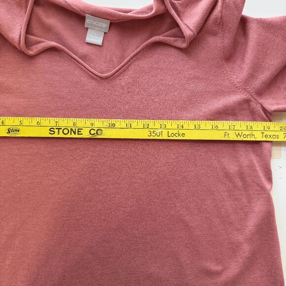 Chico's Dusty Rose, Rolled V-Neckline Pullover, Size Medium‎ - Picture 9 of 10